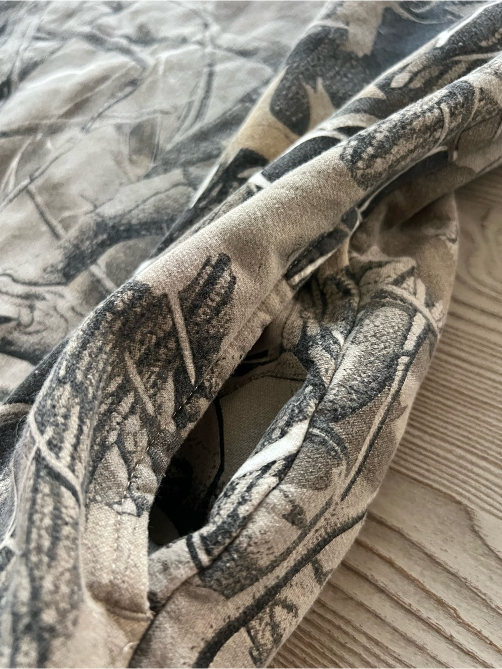 Knitswell Women’s Camo Hoodie in Gray & Black with Orange Drawcords - Picture 4 of 6
